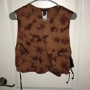 brunt orange cropped muscle tank top